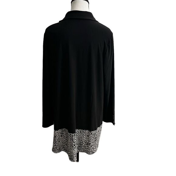 DENNIS by DENNIS BASSO Italia Knit Front Button Cardigan W/Animal Print Hem Med - Picture 4 of 8